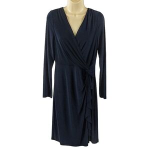 Chaps Navy Long Sleeves Dress